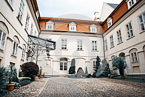 Nitra castle courtyard, Slovakia, industrial style