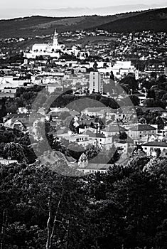 Nitra city in Slovakia, evening, colorless