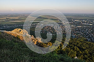 Nitra town from Zobor hill, Slovakia, evening scene