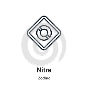 Nitre outline vector icon. Thin line black nitre icon, flat vector simple element illustration from editable zodiac concept