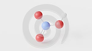 nitric acid molecule 3d, molecular structure, ball and stick model, structural chemical formula highly corrosive mineral acid