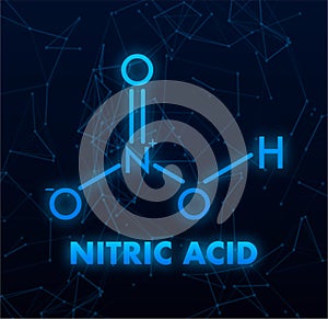Nitric Acid Molecule Structure on Dark Background