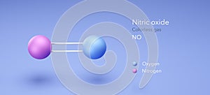 nitric oxide, molecular structures, Colorless gas, 3d model, Structural Chemical Formula and Atoms with Color Coding