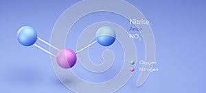 nitrite, molecular structures, ion, 3d model, Structural Chemical Formula and Atoms with Color Coding