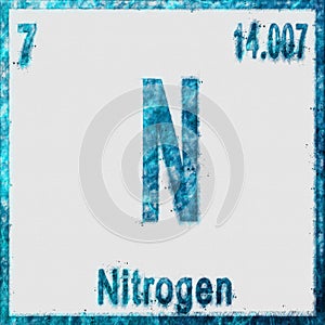 Nitrogen Chemical Element Blue on White