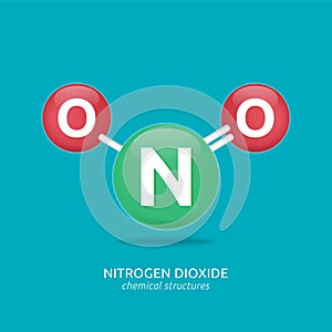 Nitrogen dioxide formula, chemical structures vector illustration