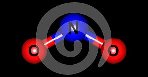 Nitrogen dioxide molecular structure isolated on black