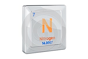 Nitrogen N, chemical element sign. 3D rendering
