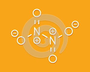 Nitrogen tetroxide dinitrogen tetroxide, N2O4 rocket propellant molecule. Skeletal formula. photo