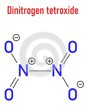 Nitrogen tetroxide or dinitrogen tetroxide, NTO, amyl. Rocket propellant molecule. Skeletal formula. photo