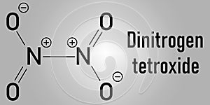 Nitrogen tetroxide or dinitrogen tetroxide, NTO, amyl. Rocket propellant molecule. Skeletal formula. photo