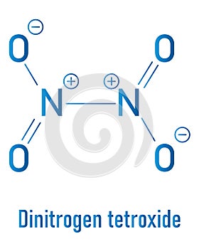 Nitrogen tetroxide or dinitrogen tetroxide, NTO, amyl. Rocket propellant molecule. Skeletal formula.