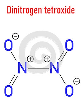 Nitrogen tetroxide or dinitrogen tetroxide, NTO, amyl. Rocket propellant molecule. Skeletal formula.
