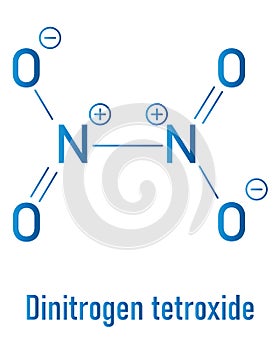 Nitrogen tetroxide or dinitrogen tetroxide, NTO, amyl. Rocket propellant molecule. Skeletal formula. photo
