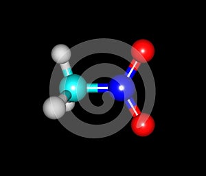 Nitromethane molecule isolated on black