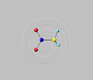 Nitromethane molecule isolated on grey