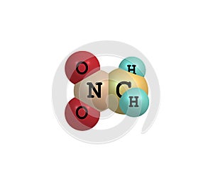 Nitromethane molecule isolated on white