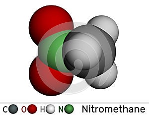 Nitromethane molecule. Molecular model. 3D rendering. Illustration