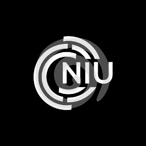 NIU letter logo design on black background.NIU creative initials letter logo concept.NIU vector letter design