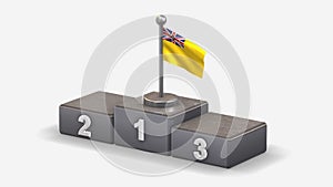 Niue 3D waving flag illustration on winner podium.