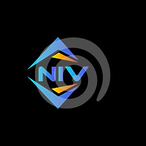 NIV abstract technology logo design on Black background. NIV creative initials letter logo concept