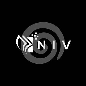 NIV credit repair accounting logo design on BLACK background. NIV creative initials Growth graph letter logo concept. NIV business photo