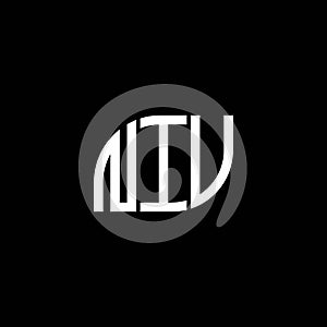 NIV letter logo design on BLACK background. NIV creative initials letter logo concept. NIV letter design.NIV letter logo design on photo