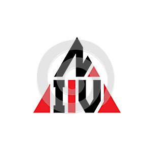 NIP triangle letter logo design with triangle shape. NIP triangle logo design monogram. NIP triangle vector logo template with red photo