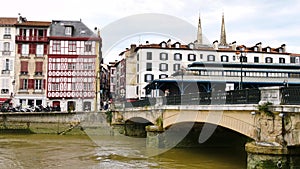 Nive river in Bayonne, city center.