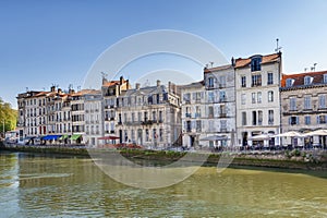 Nive river embankment in Bayonne, France