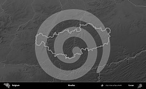 Nivelles outlined, Belgium. Grayscale