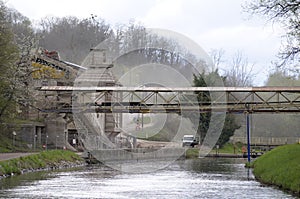 Nivernais canal running through the Picampoix quarry, Nievre, Burgundy