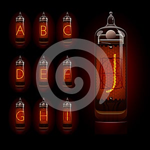 Nixie tube alphabet a to j