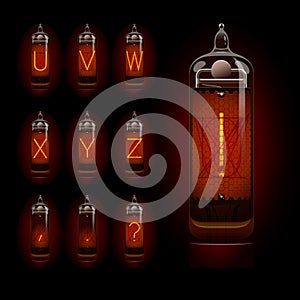 Nixie tube alphabet u to z