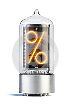 Nixie tube indicator isolated on white - set of decimal digits