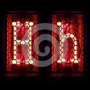 Nixie tube indicator set of letters the whole alphabet. The letter H .