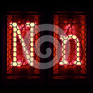 Nixie tube indicator set of letters the whole alphabet. The letter N