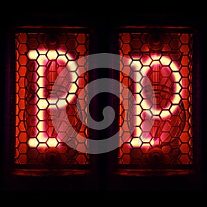 Nixie tube indicator set of letters the whole alphabet. The letter P