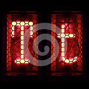 Nixie tube indicator set of letters the whole alphabet. The letter T