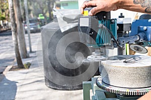 Nixtamal millstone grinding machine photo