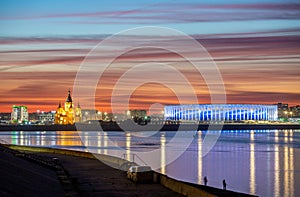 Nizhny Novgorod. Evening panorama of the Arrow. The setting of Naboo