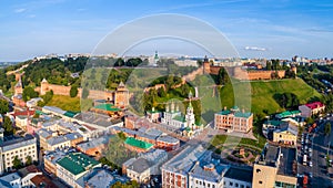 Nizhny Novgorod Kremlin, individual towers close-up. Summer shooting