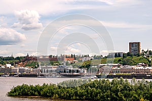 Nizhny Novgorod. Panoramic view of Nizhny Novgorod and the spit of the Volga and Oka rivers