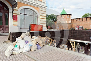 Nizhny Novgorod, Russia. - September 12.2017. Repair of the underground passage under the Minin Square. The transition is used as