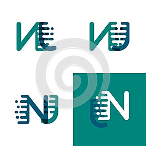 NJ letters logo with accent speed in green and dark purple