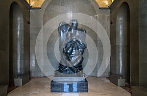 Njegos statue in a mausoleum