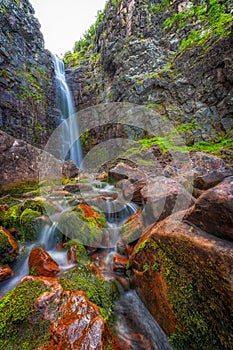 NjupeskÃ¤r is a waterfall in northwestern Dalarna, formed by NjupÃ¥n in FulufjÃ¤llets nationalpark