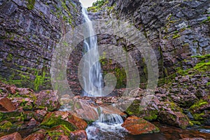 NjupeskÃ¤r is a waterfall in northwestern Dalarna, formed by NjupÃ¥n in FulufjÃ¤llets nationalpark