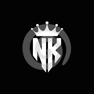 NK logo monogram emblem style with crown shape design template