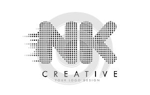 NK N K Letter Logo with Black Dots and Trails.